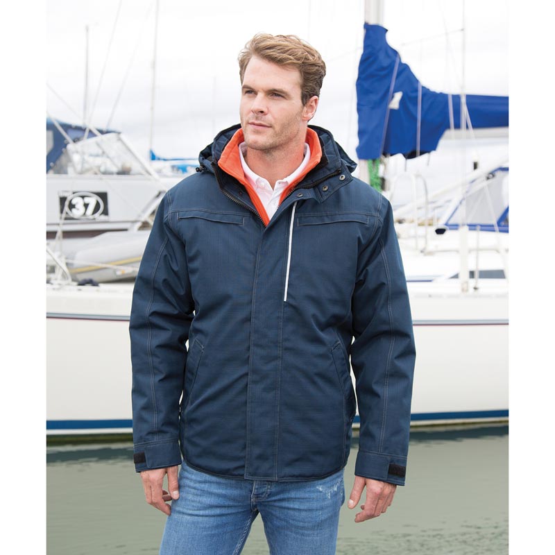 Denim texture rugged jacket - Navy XS